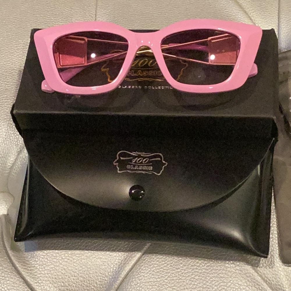 100 Classic Pink Square Sunglasses New - Picture 8 of 9